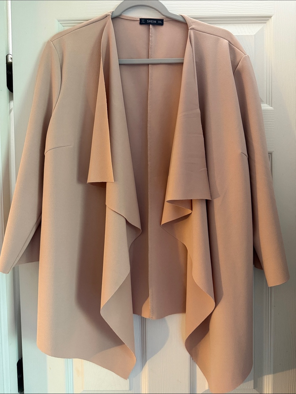 SHEIN Womens Waterfall Draped Blazer Jacket - Blush Pink